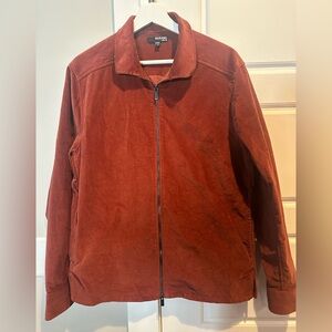 Men's Burnt Orange Zipper Shirt Jacket-Med